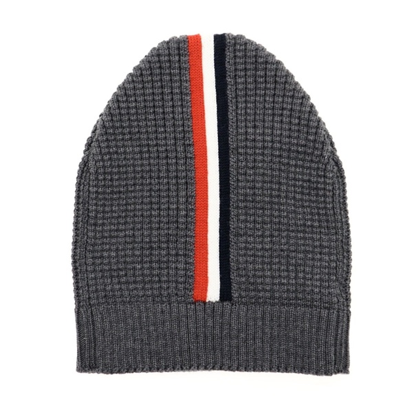 Moncler Beanie Hat Logo Striped Waffle Knit Wool New - Picture 2 of 5
